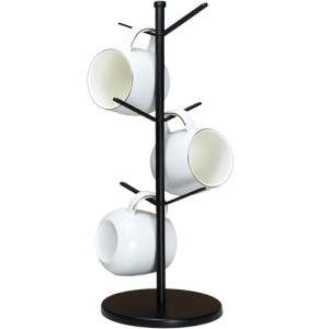 Stylish Metal Mug Tree with Bamboo Base