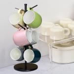 Stylish Metal Mug Tree with Bamboo Base