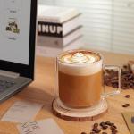 15oz Double Walled Glass Coffee Mugs - Set of 2