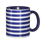 Navy Blue and White Striped Coffee Mug 11oz