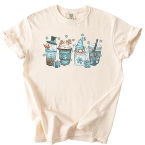Cozy Holiday Drinks Snowman and Gnome Tee