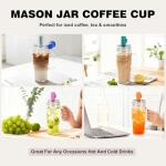 Bamboo Mason Jar Cups with Lids and Straws