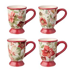 Winter Blooms Set of 4 Festive Mugs