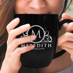 Personalized Black Coffee Latte Mug for Weddings