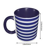 Navy Blue and White Striped Coffee Mug 11oz