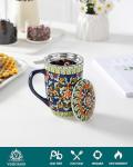 Bohemian Ceramic Tea Mug with Infuser and Lid