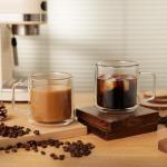15oz Double Walled Glass Coffee Mugs - Set of 2