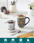 Bohemian Ceramic Tea Mug with Infuser and Lid