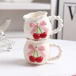 Cherry Bow Porcelain Coffee Mug for Women