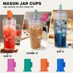 Bamboo Mason Jar Cups with Lids and Straws