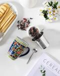 Bohemian Ceramic Tea Mug with Infuser and Lid