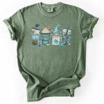 Cozy Holiday Drinks Snowman and Gnome Tee