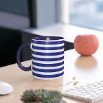 Navy Blue and White Striped Coffee Mug 11oz