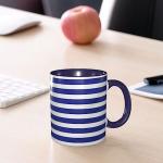 Navy Blue and White Striped Coffee Mug 11oz