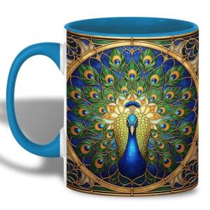 Peacock Art Mug with Mandala Design