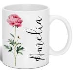 Personalized Birth Flower Coffee Mug - 11oz