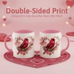 Red Cardinal Floral Mug - Perfect Gift for Bird Lovers