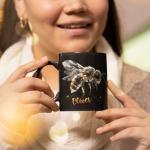 Personalized Black Bee Mug with Name – Custom Gift