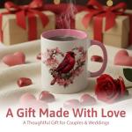 Red Cardinal Floral Mug - Perfect Gift for Bird Lovers