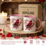 Red Cardinal Floral Mug - Perfect Gift for Bird Lovers