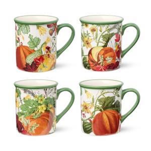 Autumn Pumpkin Ceramic Coffee Mugs Set of 4