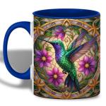 Colorful Hummingbird Coffee Mug with Floral Design