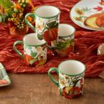 Autumn Pumpkin Ceramic Coffee Mugs Set of 4