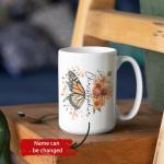 Personalized Floral Monarch Mug with Butterfly Design