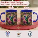 Colorful Hummingbird Coffee Mug with Floral Design