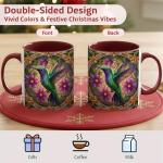 Colorful Hummingbird Coffee Mug with Floral Design