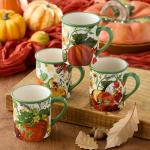 Autumn Pumpkin Ceramic Coffee Mugs Set of 4