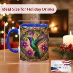 Colorful Hummingbird Coffee Mug with Floral Design