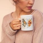 Personalized Floral Monarch Mug with Butterfly Design