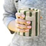 Retro Striped Ceramic Coffee Mug - 10oz