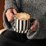 8 Oz Black Ceramic Coffee Mug and Saucer Set