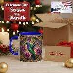 Colorful Hummingbird Coffee Mug with Floral Design