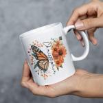 Personalized Floral Monarch Mug with Butterfly Design
