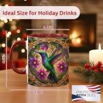 Colorful Hummingbird Coffee Mug with Floral Design