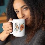 Personalized Floral Monarch Mug with Butterfly Design