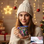 Colorful Hummingbird Coffee Mug with Floral Design