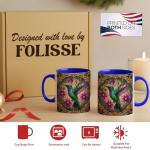 Colorful Hummingbird Coffee Mug with Floral Design