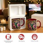 Colorful Hummingbird Coffee Mug with Floral Design