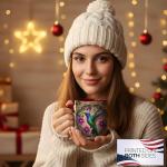Colorful Hummingbird Coffee Mug with Floral Design