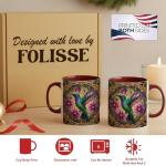 Colorful Hummingbird Coffee Mug with Floral Design