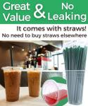 32 oz Clear Disposable Coffee Cups with Straws