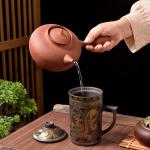 Purple Clay Hand-Painted Teacup with Lid and Infuser