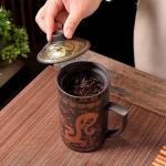 Purple Clay Hand-Painted Teacup with Lid and Infuser