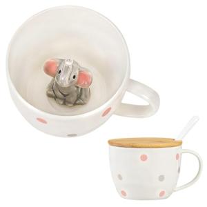 Cute 3D Elephant Mug with Lid and Spoon