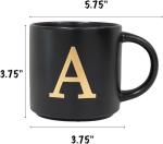 Personalized Black Ceramic Mug with Gold Initial
