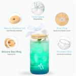 Ocean Animals Glass Cup with Lid and Straw